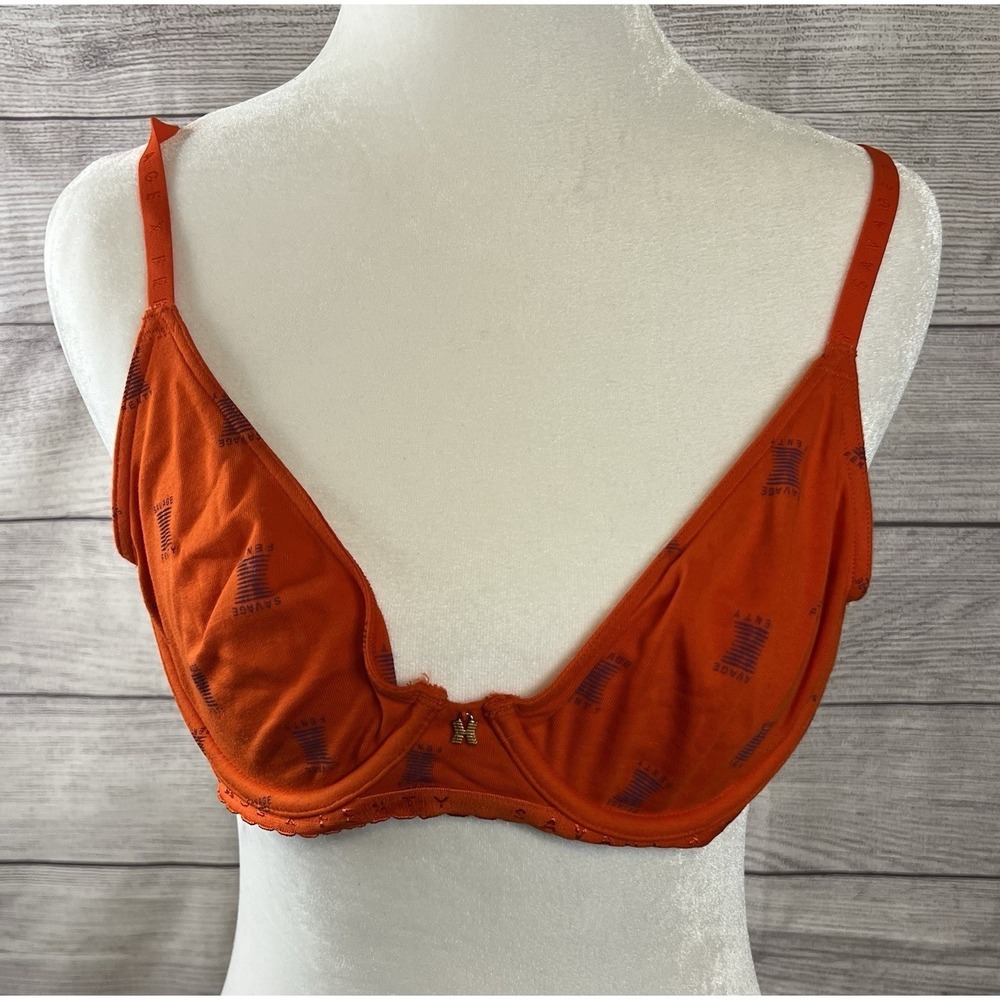 NWT Savage X Fenty Unlined Plunge Bra – Orange & Purple,‎ Size 36A